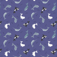 Lewis and Irene Fabric Small Things Polar Animals Whales Indigo Blue