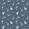Lewis and Irene Fabric Small Things Polar Animals Whales Dark Ocean