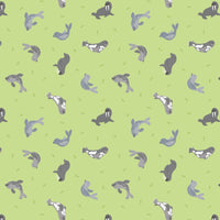 Lewis and Irene Fabric Small Things Polar Animals Seals Iced Lime