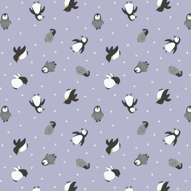 Lewis and Irene Fabric Small Things Polar Animals Penguins Iced Lilac