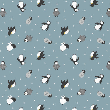 Lewis and Irene Fabric Small Things Polar Animals Penguins Snow Blue