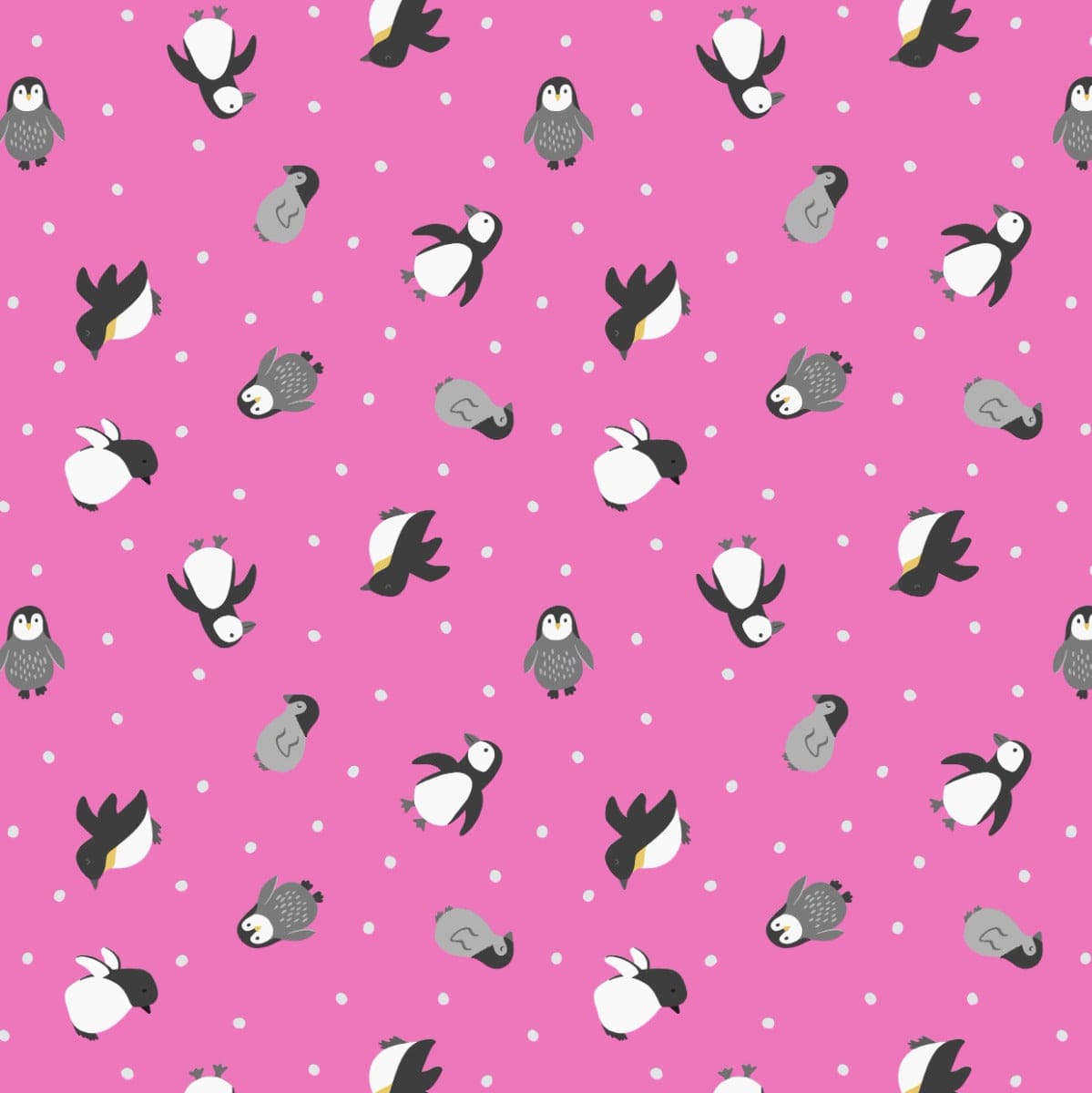 Lewis and Irene Fabric Small Things Polar Animals Penguins Aurora Pink