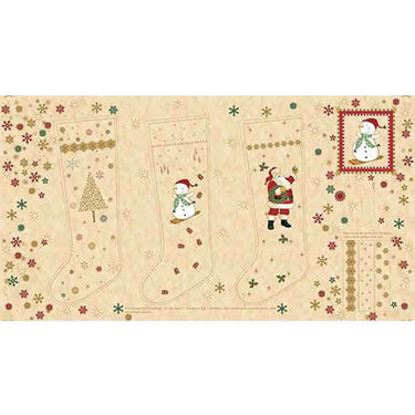 Stof Fabric Panels & Labels Stof Christmas Stocking Fabric Panel 4595-289 Cream  - The Sewing Studio for sale UK - The Sewing Studio