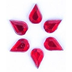 Acrylic Stones: Glue-On: Teardrop: 4 x 6mm: Red: Pack of 50