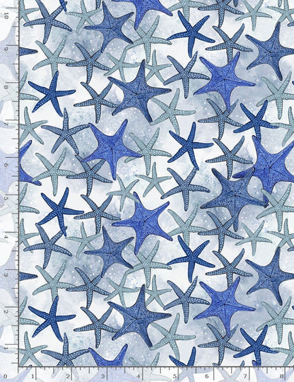 Timeless Treasures Fabric Ocean Blue Starfish