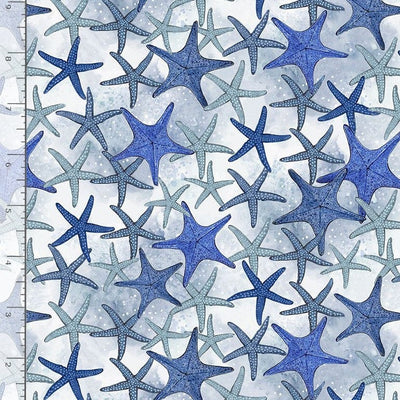 Timeless Treasures Fabric Ocean Blue Starfish