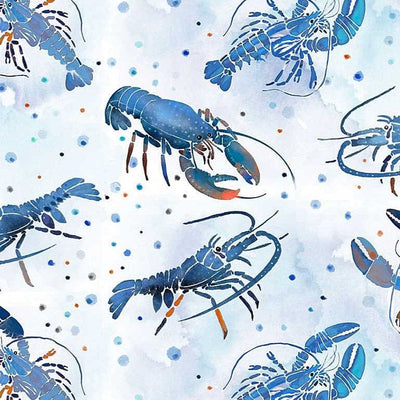 Timeless Treasures Fabric Ocean Blue Lobster