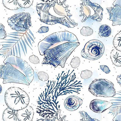 Timeless Treasures Fabric Ocean Blue Shells