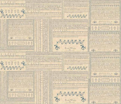 Moda Threads That Bind Fabric Rhubarb And Ginger Sampler Panel Parchment 28000-11