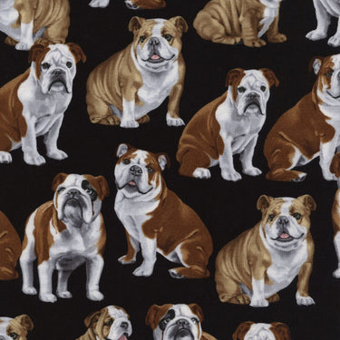 Timeless Treasures Fabric Bulldog Dogs Black