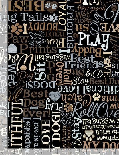 Timeless Treasures Fabric I Love My Dog Black Fabric  - The Sewing Studio