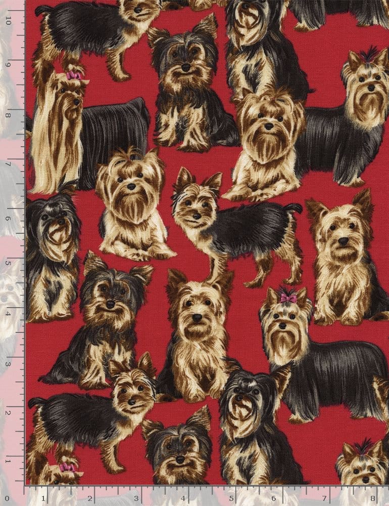 Timeless Treasures Fabric Timeless Treasures Fabric Realistic Yorkshire Terriers Yorkies  - The Sewing Studio
