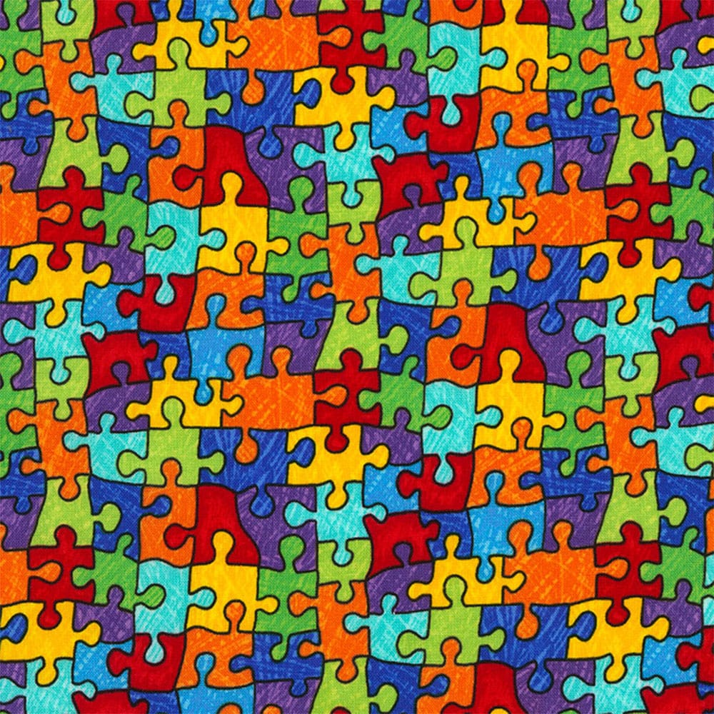 Timeless Treasures Fabric Timeless Treasures Jigsaw Puzzle Fabric  - The Sewing Studio