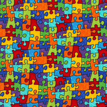 Timeless Treasures Fabric Timeless Treasures Jigsaw Puzzle Fabric  - The Sewing Studio for sale UK - The Sewing Studio