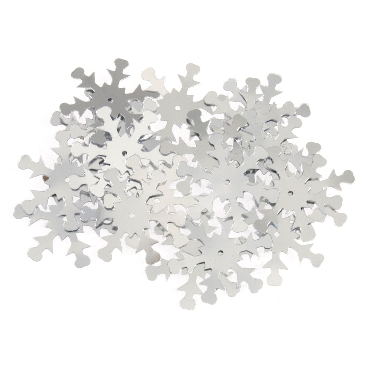 Trimits Beads Sequins Accessories Sequins: Snowflake: 24mm: Silver: Pack of 18  - The Sewing Studio