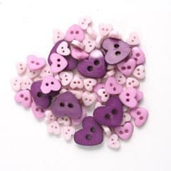 Trimits Buttons Mini Hearts Craft Buttons Lilac: 2.5g pack  - The Sewing Studio
