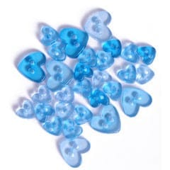Trimits Buttons Mini Hearts Craft Buttons Transparent Turquoise: 1.5g pack  - The Sewing Studio