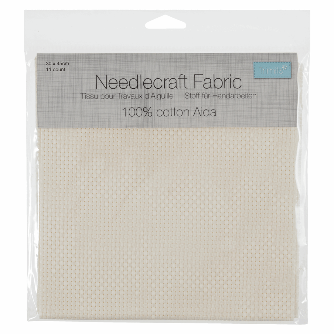 Trimits Embroidery Accessories Aida Needlecraft Fabric 11 Count 30cm x 45cm Cream  - The Sewing Studio