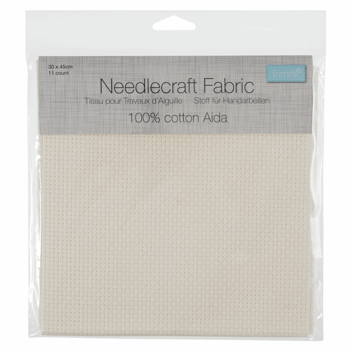 Trimits Embroidery Accessories Aida Needlecraft Fabric 11 Count 30cm x 45cm Cream  - The Sewing Studio