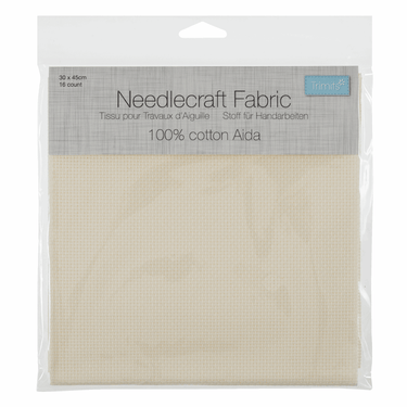 Trimits Embroidery Accessories Aida Needlecraft Fabric 16 Count 30cm x 45cm Cream  - The Sewing Studio for sale UK - The Sewing Studio