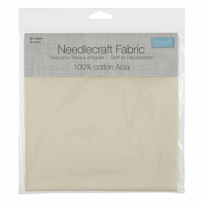 Trimits Embroidery Accessories Aida Needlecraft Fabric 16 Count 30cm x 45cm Cream  - The Sewing Studio