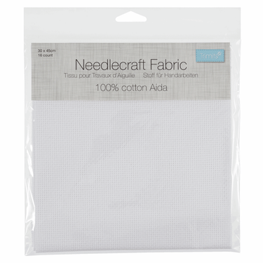Trimits Embroidery Accessories Aida Needlecraft Fabric 16 Count 30cm x 45cm White  - The Sewing Studio for sale UK - The Sewing Studio