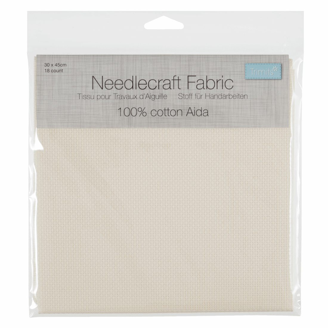 Trimits Embroidery Accessories Aida Needlecraft Fabric 18 Count: 30cm x 45cm Cream  - The Sewing Studio