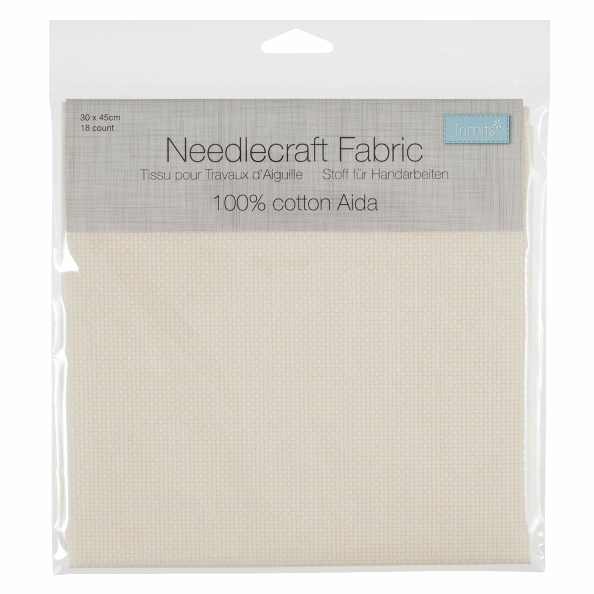 Trimits Embroidery Accessories Aida Needlecraft Fabric 18 Count: 30cm x 45cm Cream  - The Sewing Studio