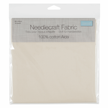 Trimits Embroidery Accessories Aida Needlecraft Fabric 18 Count: 30cm x 45cm Cream  - The Sewing Studio for sale UK - The Sewing Studio