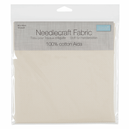 Trimits Embroidery Accessories Aida Needlecraft Fabric 18 Count: 30cm x 45cm Cream  - The Sewing Studio