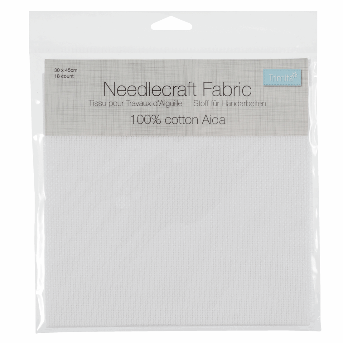 Trimits Embroidery Accessories Aida Needlecraft Fabric 18 Count 30cm x 45cm White  - The Sewing Studio