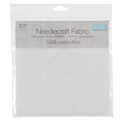 Trimits Embroidery Accessories Aida Needlecraft Fabric 18 Count 30cm x 45cm White  - The Sewing Studio