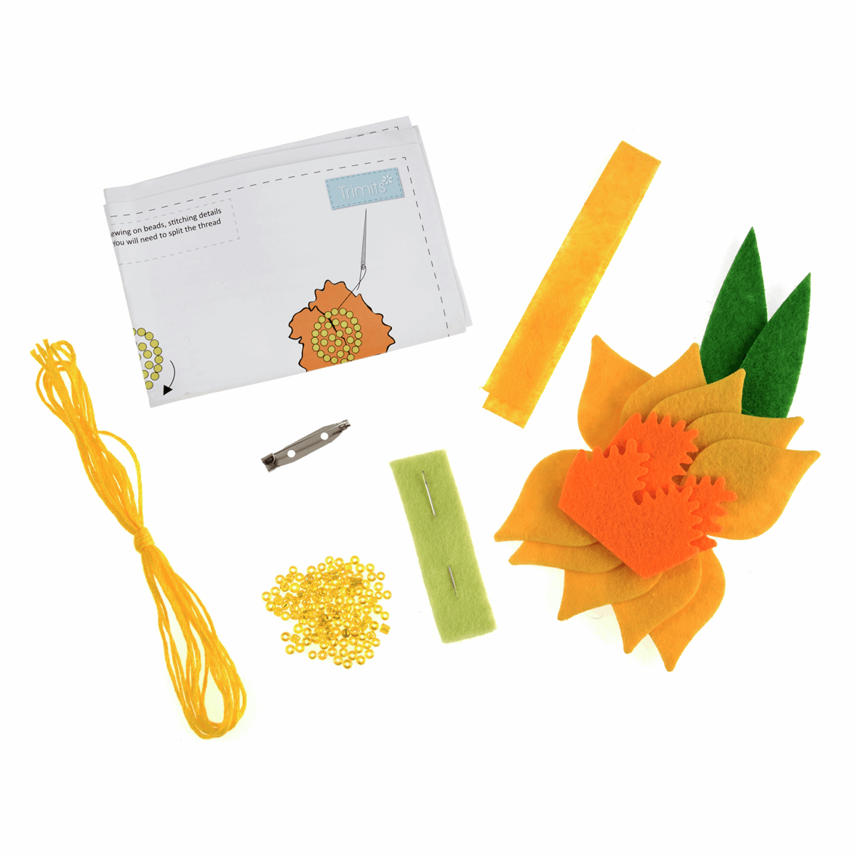 Trimits Felting Kits Felt Decoration Kit: Daffodil Brooch  - The Sewing Studio