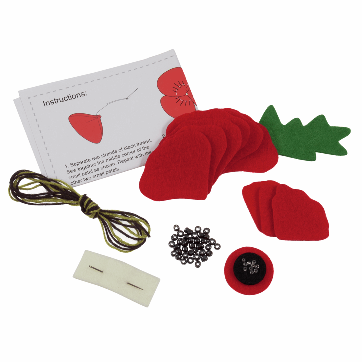 Trimits Felting Kits Felt Decoration Kit: Make Your Own Poppy Brooch  - The Sewing Studio
