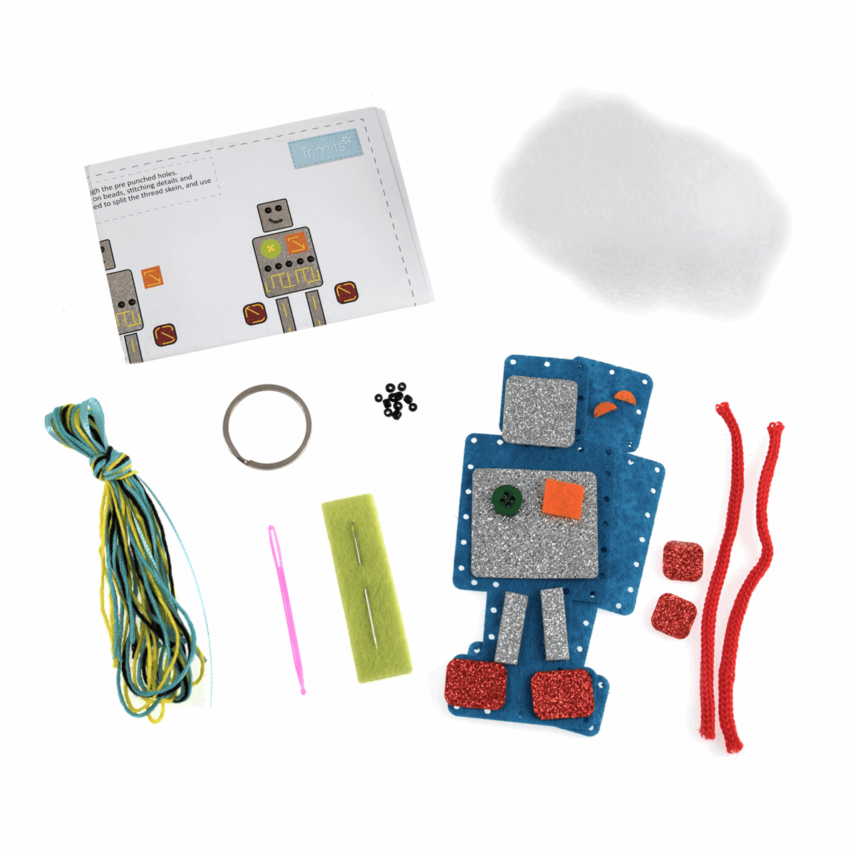 Trimits Felting Kits Felt Decoration Kit Robot Key Ring  - The Sewing Studio