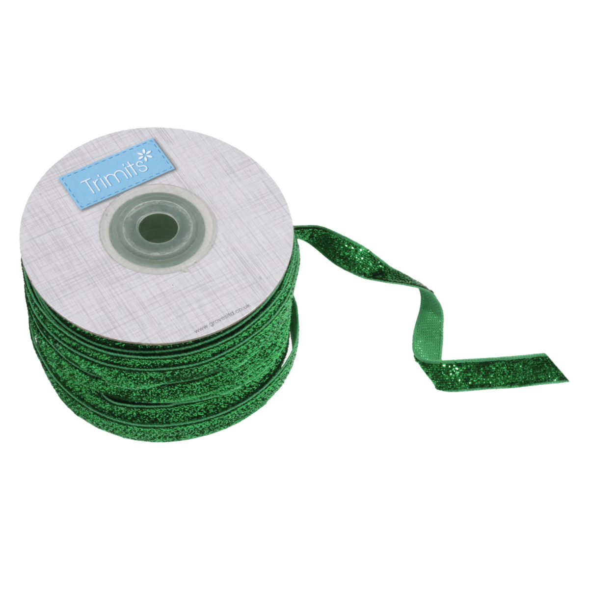 Trimits Ribbon Glitter Velvet Ribbon: 10mm: Green  - The Sewing Studio