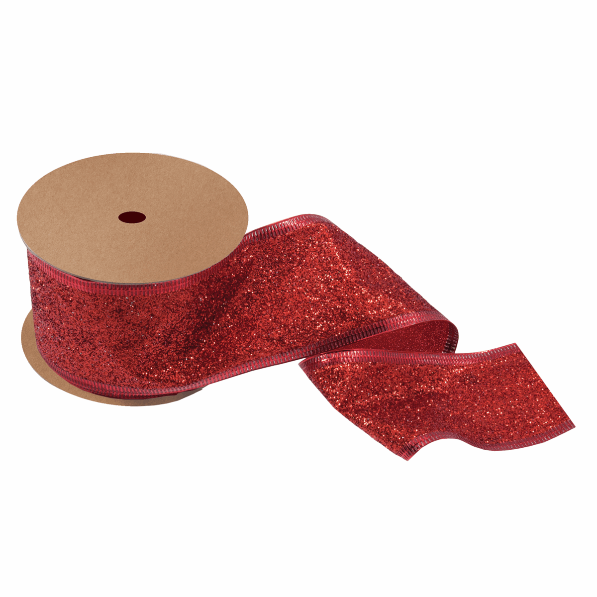 Glitter Ribbon Red 63mm Wide Price Per Metre