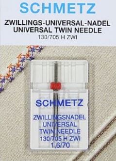 Schmetz Sewing Machine Needle Universal Twin 1.6mm Size 70/10