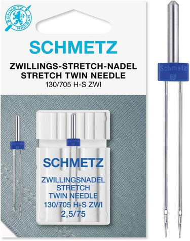 Schmetz Sewing Machine Needle Stretch Twin 2.5mm Size 75
